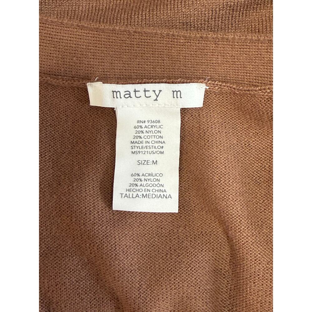 Matty M brown‎ open-front Long Ribbed knit, cardigan sz M layers sustainable - Picture 3 of 4